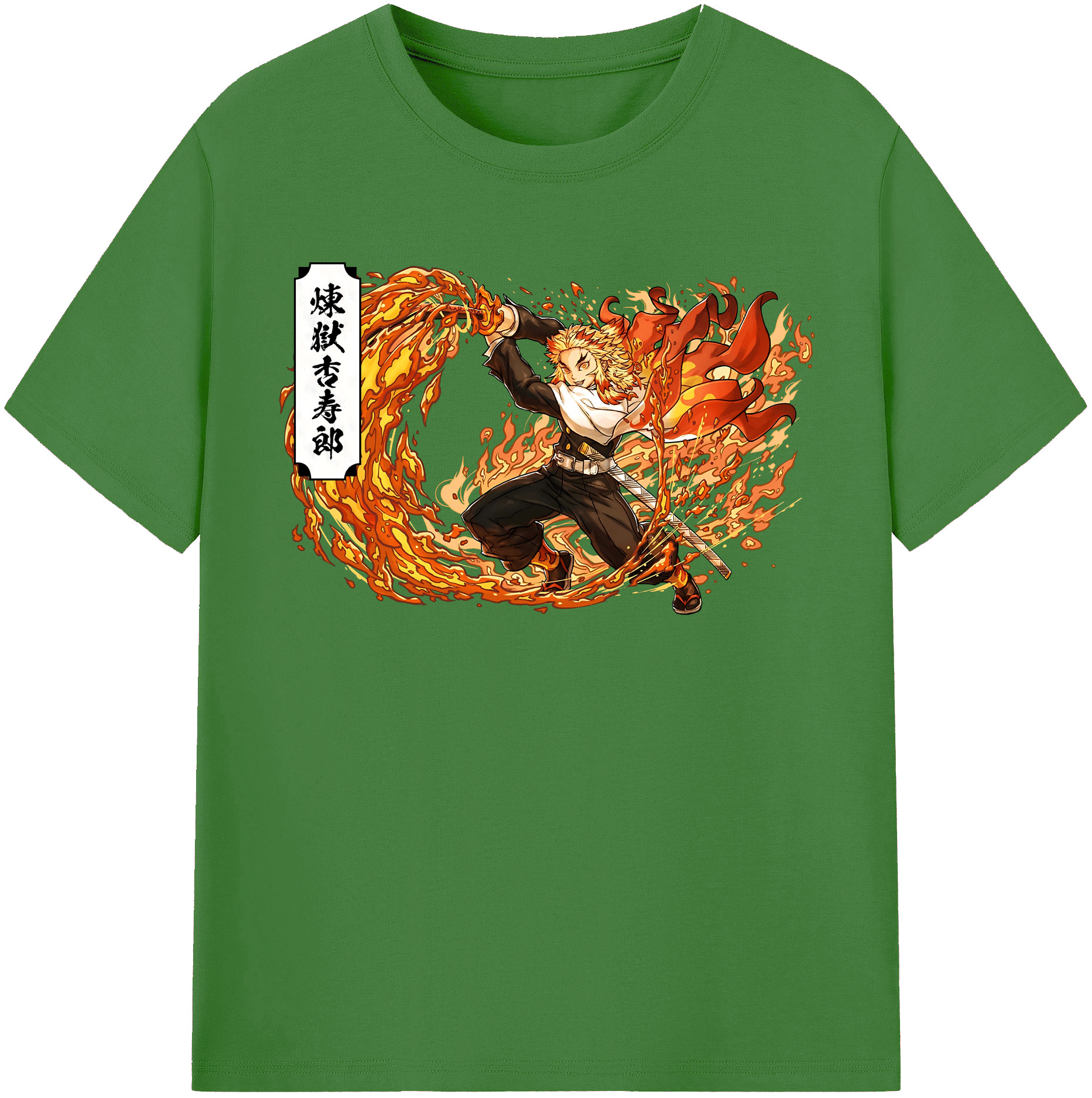 （画像用） 鬼滅の刃（きめつのやいば）炎柱-煉󠄁獄 杏寿郎／れんごく きょうじゅろう Rengoku Kyoujurou レディースカジュアルプリントTシャツ（綿100％）